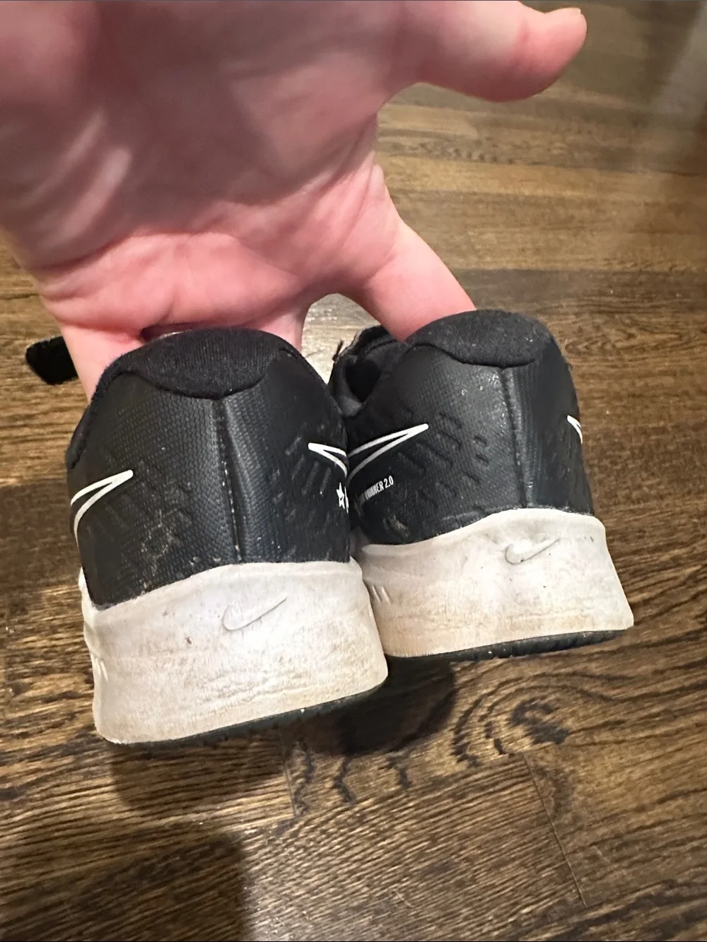 Nike Kids Black and White Hook-and-Loop Athletic Sneakers